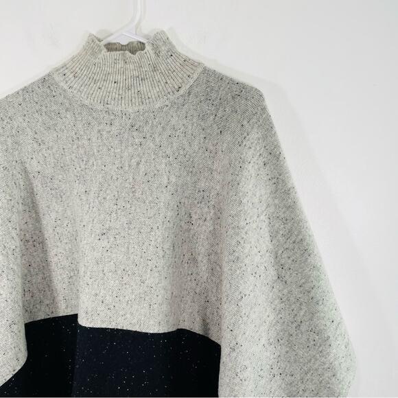 Ann Taylor Gray Black Speckled Turtleneck Sweater Poncho XS Small - Picture 4 of 7